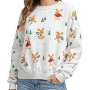 Vintage Lifestyles Christmas Sweatshirt Reindeer 90s USA Puff Print White OS XL